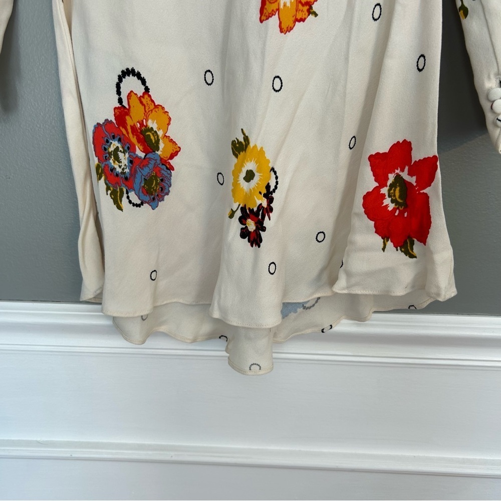 *NWT* Free People Women’s Ivory Sunshadow Floral Slit Sleeve Mini Dress, Size 0 - Picture 10 of 15